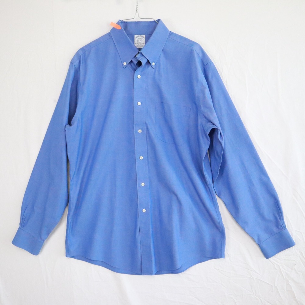 Brooks Brothers Shirt Mens 16-35 Classic Non Iron Button Down Blue Long Sleeve